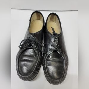 Sas Womens Siesta Oxfords Shoes Black Leather Lace Up Low Heel Moc Toe 8